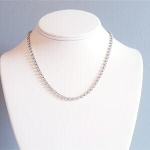 Vintage Clear Rhinestone Necklace Formal Bride Wedding Dress Silver Tone